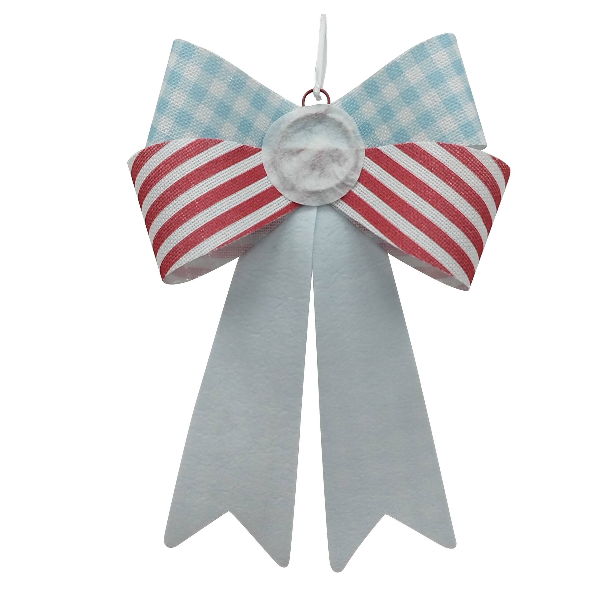 16" Blue Gingham Bow Wall Décor by Celebrate It™